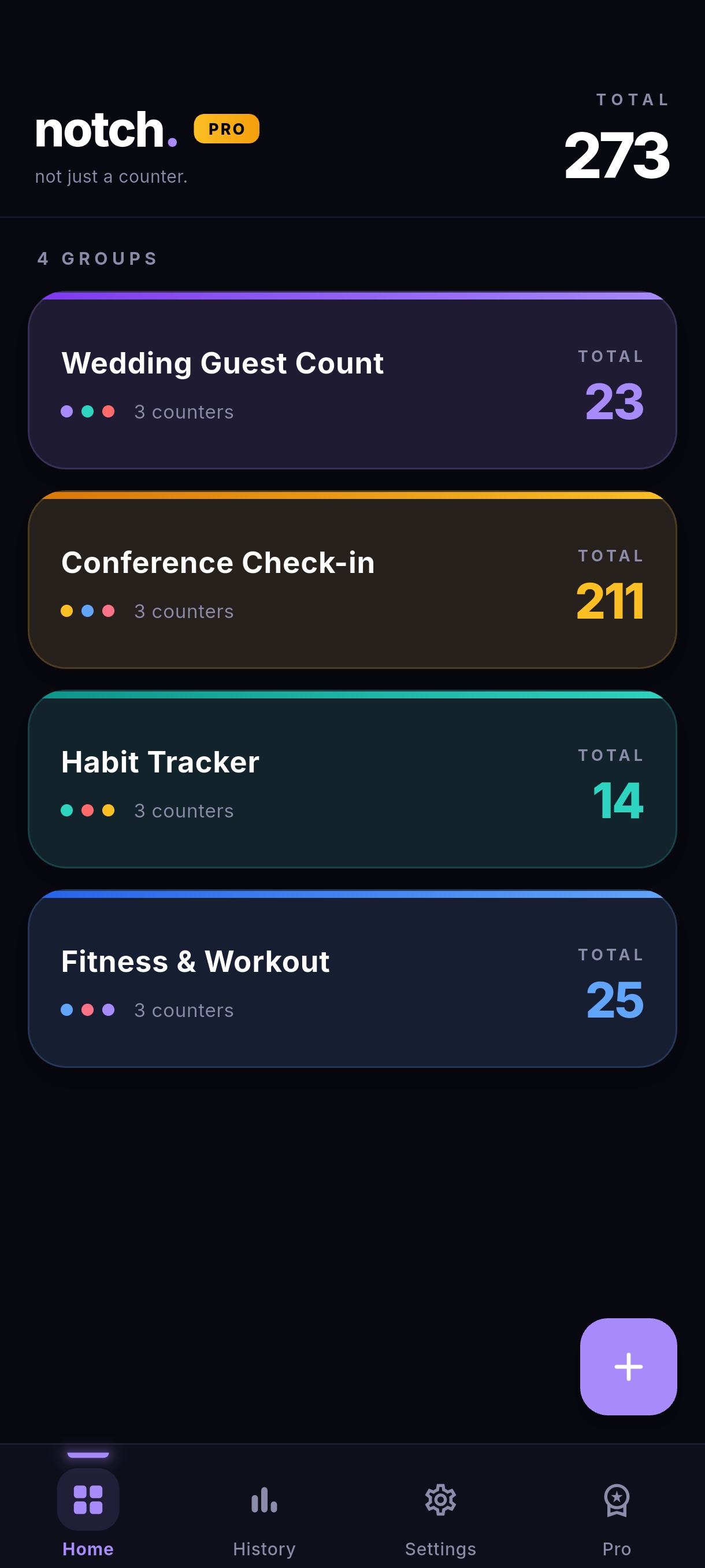 Organized in Groups - Notch App Screenshot