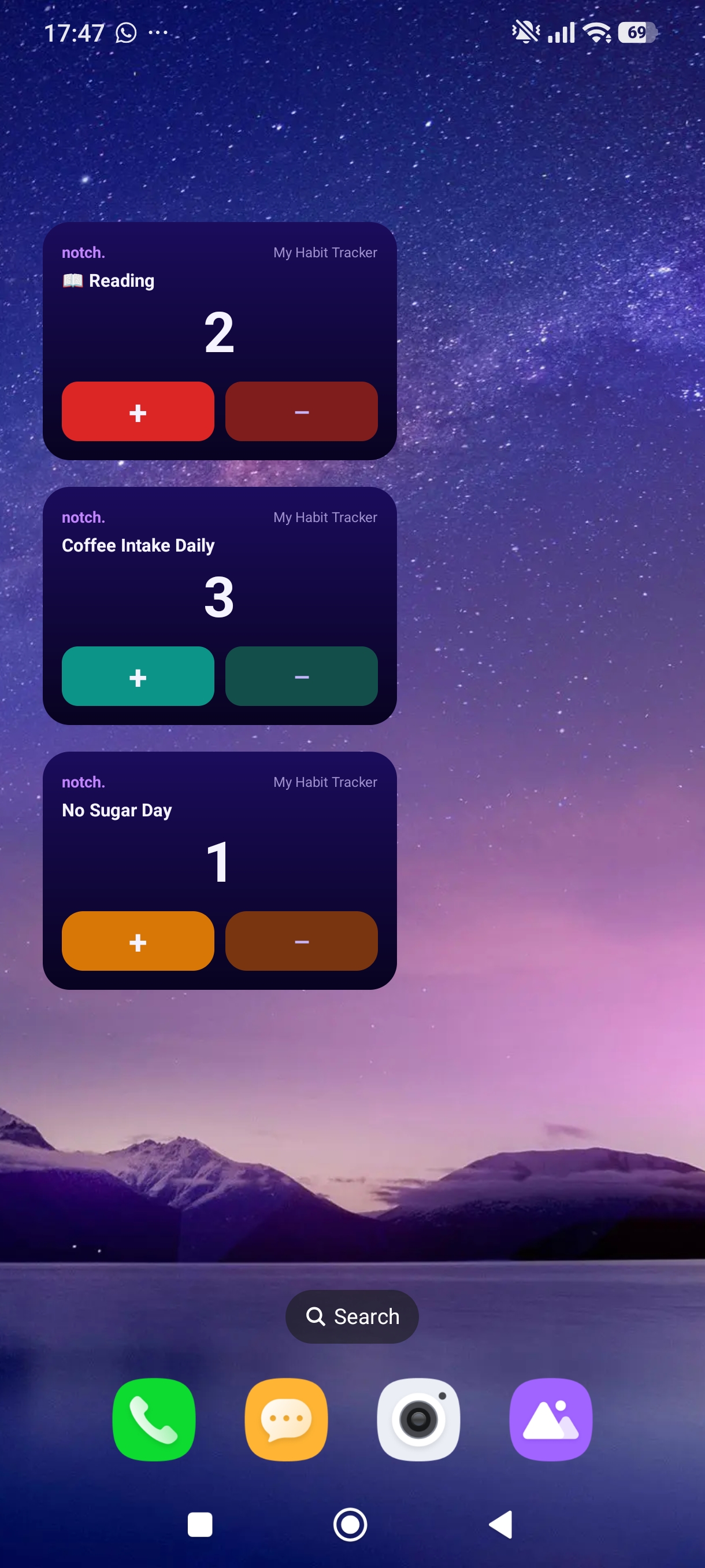 Homescreen Quick Widget - Notch App Screenshot